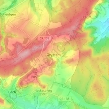 Mapa topográfico Geyershof, altitude, relevo