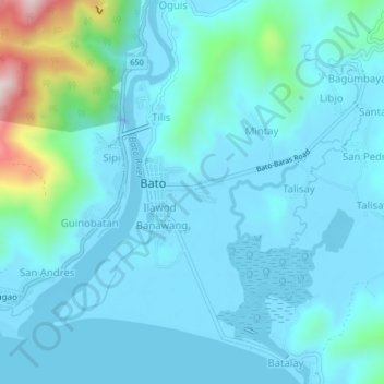 Mapa topográfico Tamburan, altitude, relevo