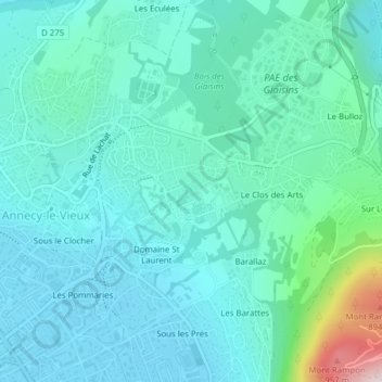 Mapa topográfico Résidence Louis Armand, altitude, relevo