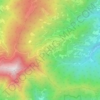 Mapa topográfico Lanza, altitude, relevo