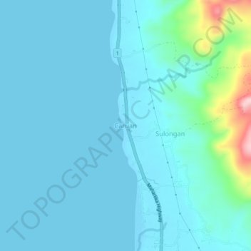 Mapa topográfico Caruan, altitude, relevo