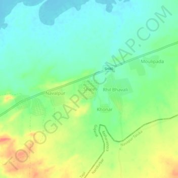 Mapa topográfico Shale, altitude, relevo