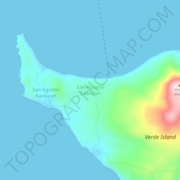 Mapa topográfico San Agustin Silangan, altitude, relevo