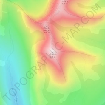 Mapa topográfico Goat Fell, altitude, relevo