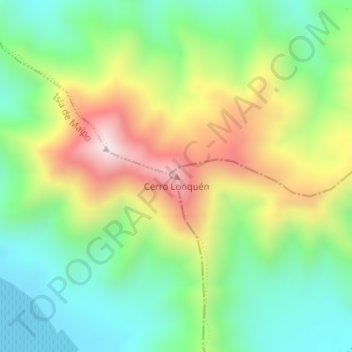 Mapa topográfico Cerro Lonquén, altitude, relevo