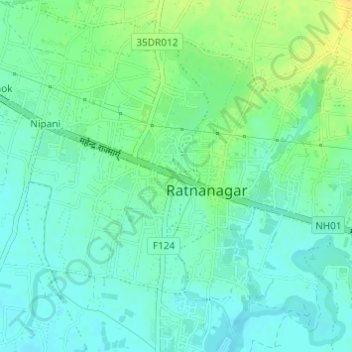 Mapa topográfico Sauraha Chok, altitude, relevo