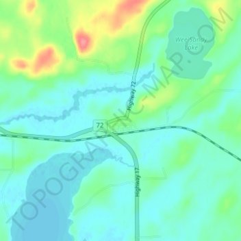 Mapa topográfico Dinorwic, altitude, relevo