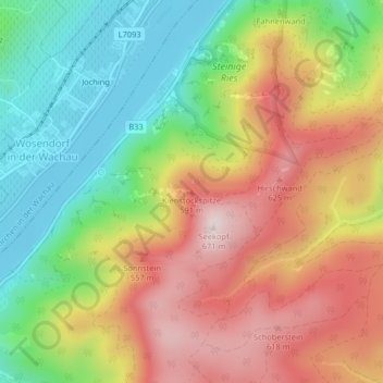 Mapa topográfico Kienstockspitze, altitude, relevo