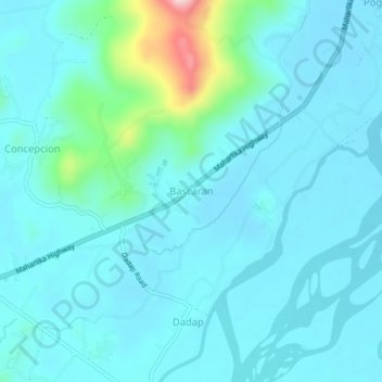 Mapa topográfico Bascaran, altitude, relevo
