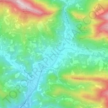 Mapa topográfico Buis-les-Baronnies, altitude, relevo