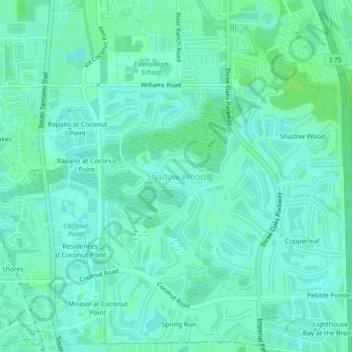 Mapa topográfico Shadow Wood, altitude, relevo