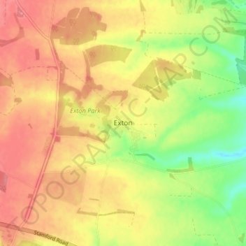 Mapa topográfico Exton, altitude, relevo
