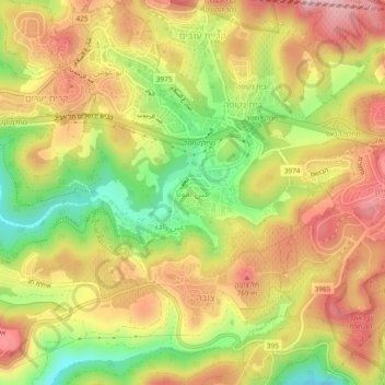 Mapa topográfico Ein Nakuba, altitude, relevo