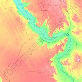 Mapa topográfico Upper Egypt, altitude, relevo