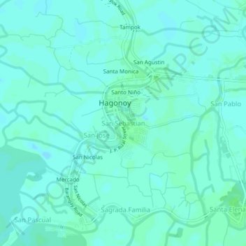 Mapa topográfico San Sebastian, altitude, relevo