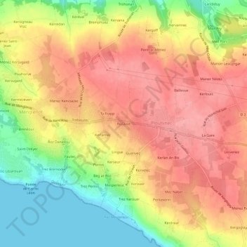 Mapa topográfico Rozavot, altitude, relevo