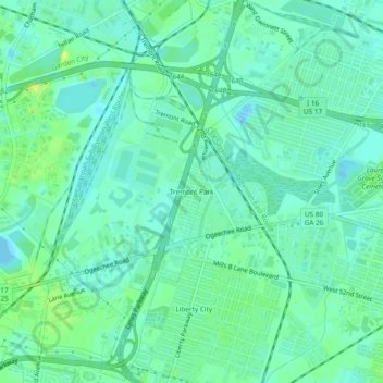 Mapa topográfico Tremont Park, altitude, relevo
