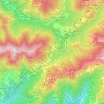 Mapa topográfico Tercesi, altitude, relevo