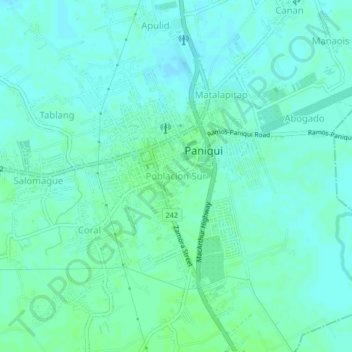 Mapa topográfico Poblacion Sur, altitude, relevo