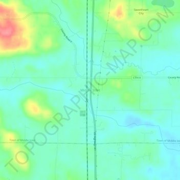 Mapa topográfico Middle Inlet, altitude, relevo