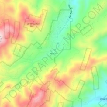 Mapa topográfico Walker, altitude, relevo
