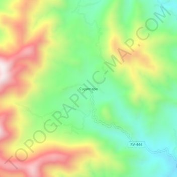Mapa topográfico Cuyamapa, altitude, relevo