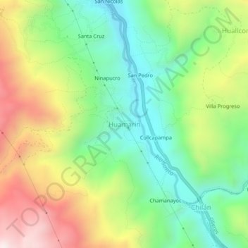Mapa topográfico Huamarin, altitude, relevo