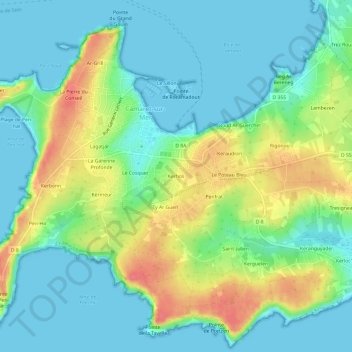 Mapa topográfico Kerhos, altitude, relevo