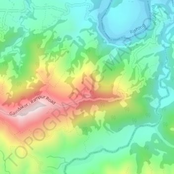 Mapa topográfico Udaypur, altitude, relevo