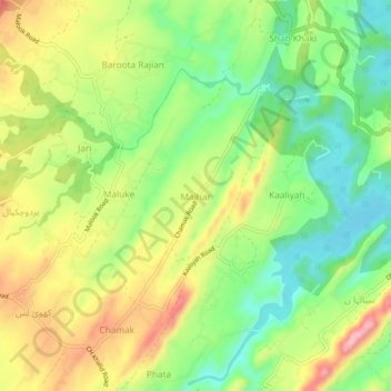 Mapa topográfico Majhar, altitude, relevo