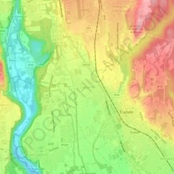 Mapa topográfico Ceppine, altitude, relevo