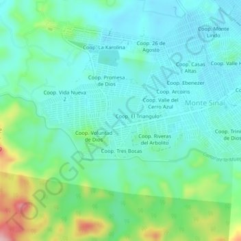 Mapa topográfico Voluntad de Dios, altitude, relevo