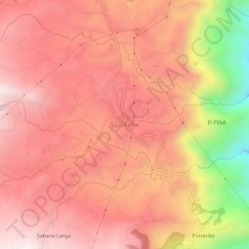 Mapa topográfico San Felix, altitude, relevo