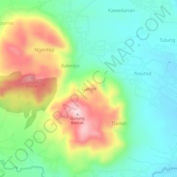 Mapa topográfico Garon, altitude, relevo