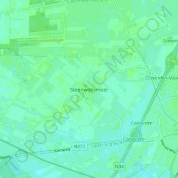 Mapa topográfico Steenwijksmoer, altitude, relevo