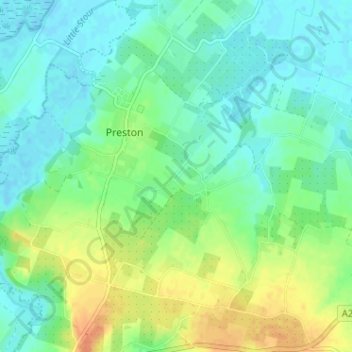 Mapa topográfico Elmstone, altitude, relevo