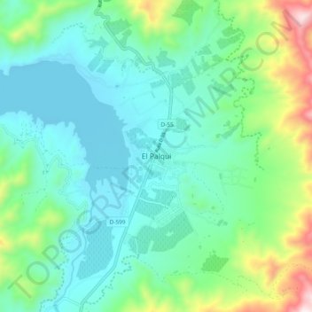 Mapa topográfico El Palqui, altitude, relevo