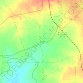 Mapa topográfico Telagi, altitude, relevo