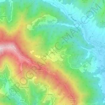 Mapa topográfico Conna, altitude, relevo
