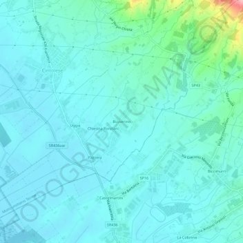 Mapa topográfico Bizzarrino, altitude, relevo