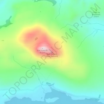 Mapa topográfico Stac Pollaidh (East Summit), altitude, relevo