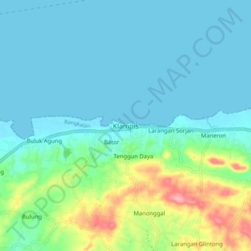 Mapa topográfico Klampis, altitude, relevo