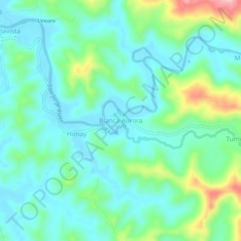 Mapa topográfico Blanca Aurora, altitude, relevo