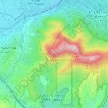 Mapa topográfico Burbank Peak, altitude, relevo