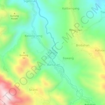 Mapa topográfico Bongas, altitude, relevo