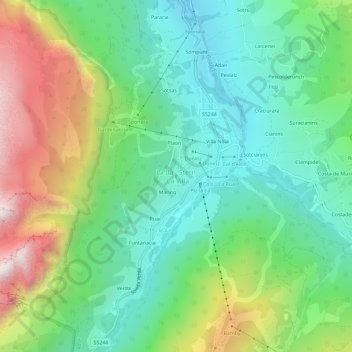 Mapa topográfico La Villa, altitude, relevo