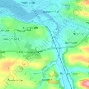 Mapa topográfico Lake, altitude, relevo