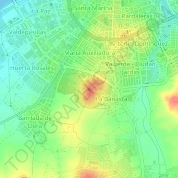 Mapa topográfico Cerro del Viento, altitude, relevo