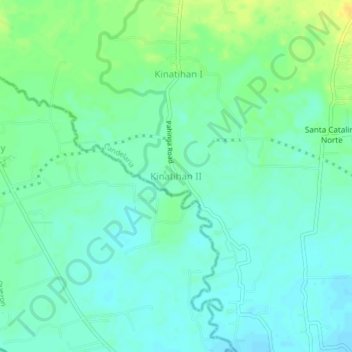 Mapa topográfico Kinatihan II, altitude, relevo