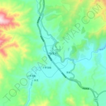 Mapa topográfico Wumao, altitude, relevo